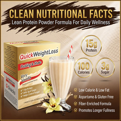 QWL Very Vanilla Pudding Shake- Meal replacement -15g Protein, Low Calorie -7ct.