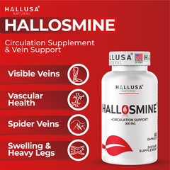 HALLOSMINE Diosmin 300mg – Circulation & Vein Support – Varicose Veins – 60 caps