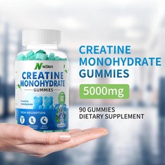 Creatine Monohydrate Gummies 5000Mg for Men & Women, 90ct Blueberry (Noavii)