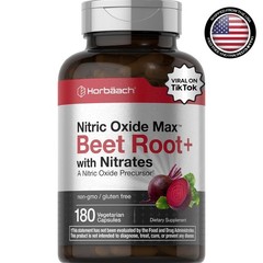 Nitric Oxide Beet Root Capsules | With Nitrates | 180 Count | by Horbaach