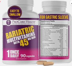 pack of 3 Pro Health Care Bariatric Multivitamin with 45mg iron 90 Capsules