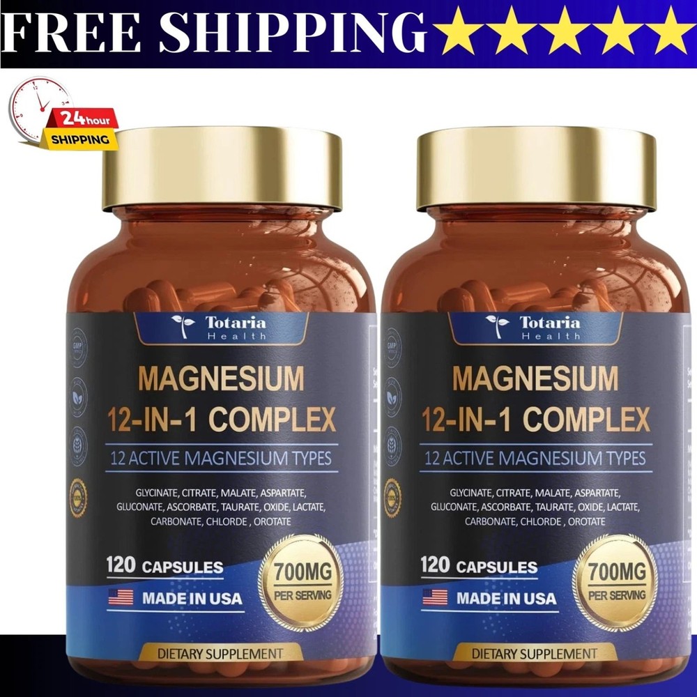 Magnesium 12 in 1 Complex 700mg -Dietary Dietary Supplement 120 capsules 2 PACK