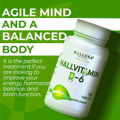 HallVitamin B-6 100 mg – Natural Energy Supplement – Supports Overall Health
