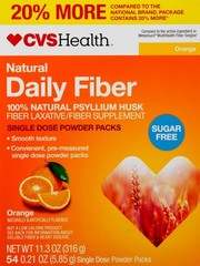 CVS Health – Daily Fiber – Psyllium Husk – 54 Pks – Orange – Sugar Free – 3/2027