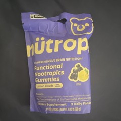 nütrops Nootropics Gummies Lemon Clouds, Reishi Blend, Vegan 60g EXP 05/2027