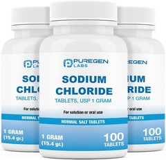 Puregen Labs Sodium Chloride Tablets 1 gm (1000 mg), USP | (15.4gr.) | 100 Count