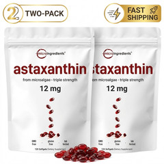 2-Pack Zoyava Astaxanthin 12mg Antioxidant Skin Eye Heart Support 120 Capsules