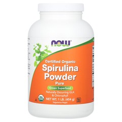 Now Foods Certified Organic Spirulina Powder 1 lb 454 g GMP Quality Assured,