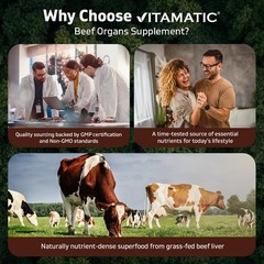 Vitamatic Grass-Fed Beef Bone & Marrow – Freeze-Dried, Non-GMO- 180 Caps