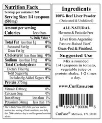 Beef Liver Powder – Argentine Grass Fed & Finished – Undefatted – 4.2 oz 240 …