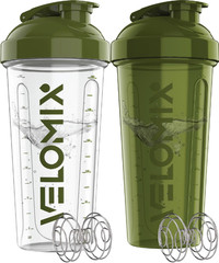 Protein Shaker Bottle 28oz 2 Pack Leak Proof Wire Whisk Gym BPA Free, Well Mixed