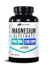 HealthFare Magnesium Glycinate 500mg | 240 Veg Capsules | High-Absorption