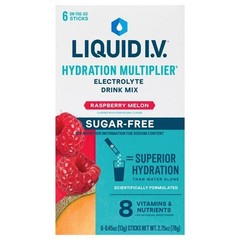Liquid I.V. Raspberry Melon SugarFree Hydration Multiplier Powdered, 6 Ct Packet