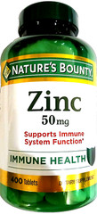 NATURE’S BOUNTY ZINC 50 mg 400 Tabs Supports Immune System Function EXP 08/2026