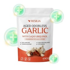 Resilia Garlic Extract 600mg Softgels (60 Count) – Odorless Aged Garlic Extra…