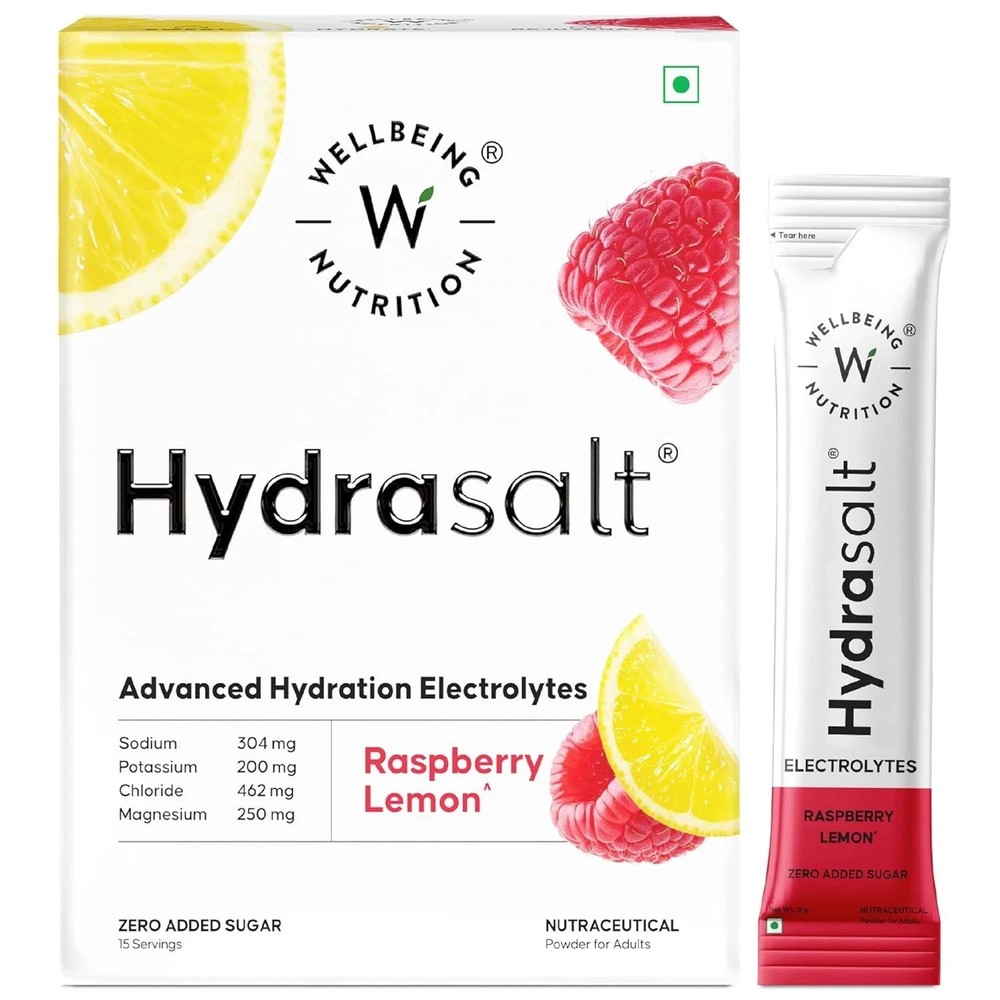 Wellbeing Nutrition HydraSalt Electrolyte Drink Lemon Flavor 90g Pack of 15
