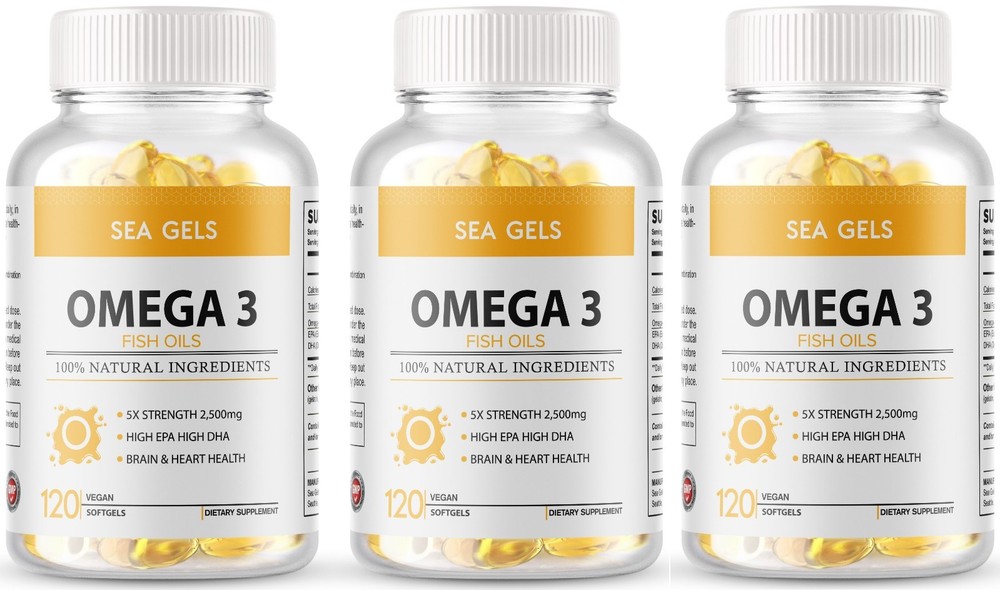Omega 3 Fish Oil 2500MG 360 Softgels (120 Serv) 5x Strength USA MADE Shipped