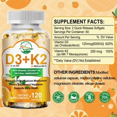 1/2/4 Bottles Vitamin D3 K2 Softgels Capsules – Extra Strength D3 K2 Supplements