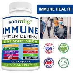 Immune System Defense Support Supplement Vitamin Quercetin Turmeric 120 Capsules