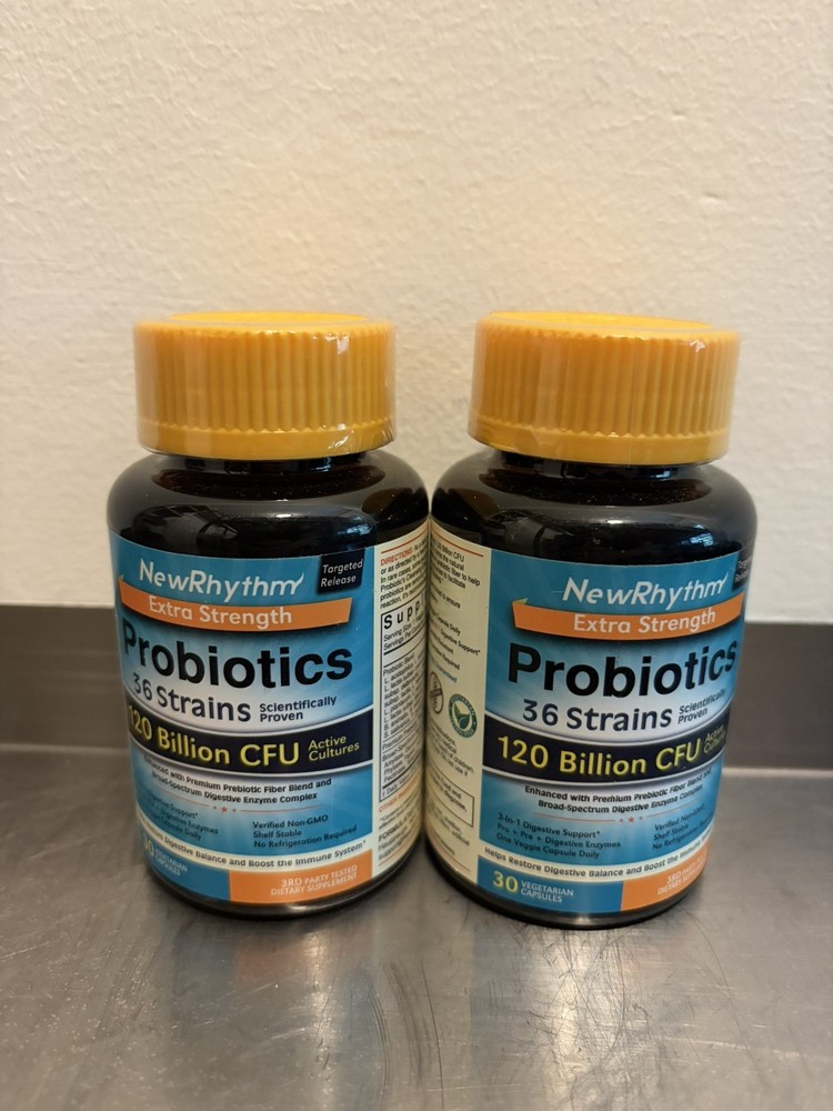 NewRhythm Probiotics 120 Billion CFU 36 3-in-1 Probiotics Extra Strength 60 cap