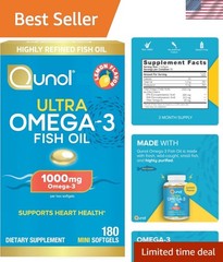 Lemon Flavor Omega-3 Fish Oil Softgels, 1000mg Heart Health Support, 180 Count