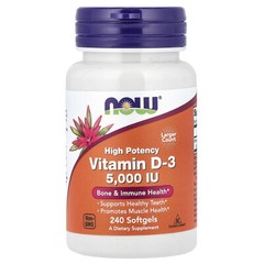 Now Foods Vitamin D-3 5 000 IU 240 Softgels GMP Quality Assured, Kosher