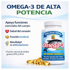 Omega 3 Capsulas de Alta Potencia. Set de 2 frascos con 100 capsulas c/u.