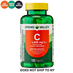 Spring Valley Vitamin C 1000 mg with Rose Hips 100 Tablets Immune Support New