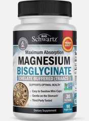 Bio Schwartz Magnesium Bisglycinate 100% Chelate No-Laxative Effect – 90 ct