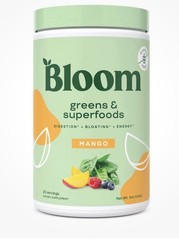Bloom Nutrition Greens & Superfoods Powder, Mango, 25 Servings, 5oz Exp 5/2026+