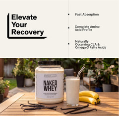 NAKED Whey Vanilla Protein Powder, Grass-Fed, 24 Servings, NSF Certified