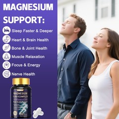 Magnesium Complex Supplement, 700 mg, 12 in 1 High Absorption Chelated Magnesium