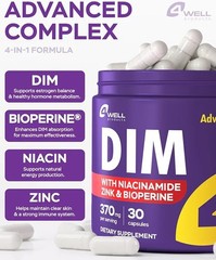 4Well Products Dim Supplement 370mg Complex Zinc Niacinamide Hormone Balance 30c