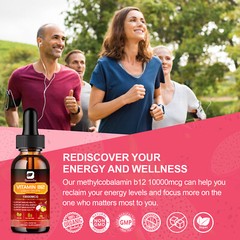 High-Strength 10000mcg Vitamin B12 Liquid Drops 60ml Methylcobalamin Supplement