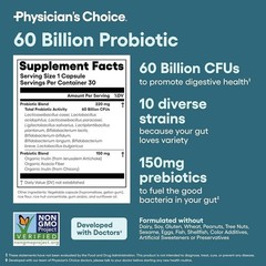 Choice 60 Digestive Probiotic & Billion Enzymes Digestive Health STEAMING Physic