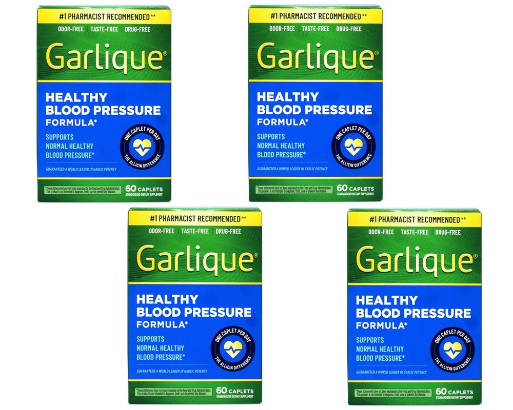 Garlique Garlic Extract Blood Pressure Formula 60 Caplets 4 Pack
