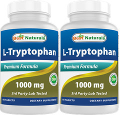 2 Pack Best Naturals L-Tryptophan 1000 mg 60 Tablets