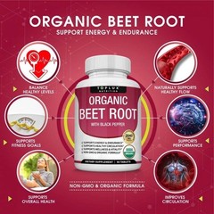 Toplux Organic Beet Root Tablets-Nitric Oxide Booster Beetroot Supplement 2040mg
