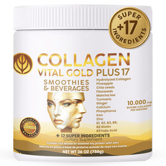 Collagen Peptides Powder, Hydrolyzed + 17 Super Ingredients, 26 Oz, Pineapple.