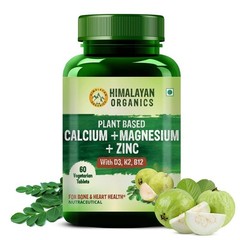 Himalayan Organics Plant Based Calcium Magnesium + Zinc – Vitamin D3+k2 – 120Cap