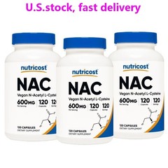 3 bottles Nutricost N-Acetyl L-Cysteine (NAC) 600mg, 120 Vegan Capsules NEW