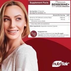 Berberine HCL Premium Extract Ceylon Cinnamon Antioxidant 1200mg 120 Capsules