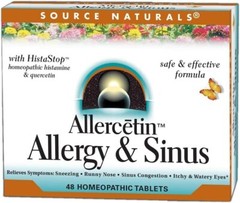 Source Naturals Allercetin Allergy and Sinus, 48 Homeopathic Tabs Free Shipping