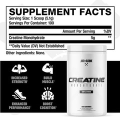 Axe&Sledge Basics Creatine | Unflavored,Enhances Strength&Performance,Increases