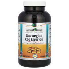 2 X Amazing Nutrition, Amazing Omega, Norwegian Cod Liver Oil, Lemon, 1,000 mg,