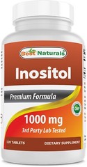 Best Naturals Inositol 1000 mg 120 Tablets – Also Called Vitamin B8
