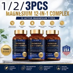 1/2/3-bottle Totaria Magnesium 12-in-1 Complex 700mg Daily Mineral Nutrient