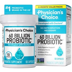 Physician’s CHOICE Probiotics 60 Billion CFU – 10 60 Count (Pack of 1), Red