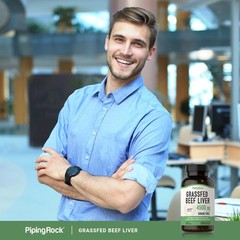 Grass Fed Beef Liver Capsules 4500 mg | 250 Count | Non-GMO | by Piping Rock