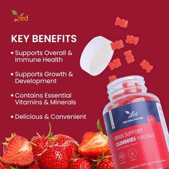 VED Brain Support Gummies for Child ; BSA Chews Strawberry Flavour, 60 gummy